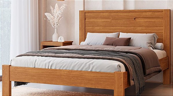 Cama Casal Roma 100% MDF Nature Barreto Lonçarcci