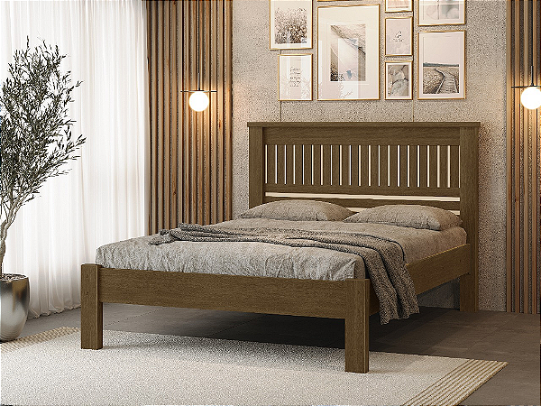 0010.03 BARRETO CAMA CASAL MONACO LEGNO/OFF WHITE