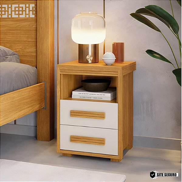 0018.07 BARRETO CRIADO TOQUIO 2 GAVETAS CINAMOMO/OFF WHITE
