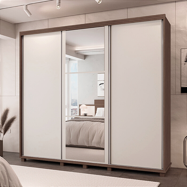 0004.03 BARRETO ROUPEIRO BERLIN 3 PORTAS LEGNO/OFF WHITE