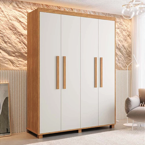 0005.07 BARRETO ROUPEIRO VIENA 4 PORTAS CINAMOMO/OFF WHITE