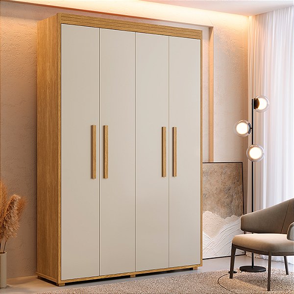 0007.07 BARRETO ROUPEIRO MILAO 4 PORTAS CINAMOMO/OFF WHITE