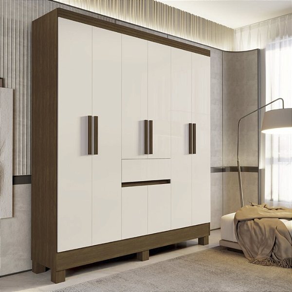 0037.05 BARRETO ROUPEIRO SANTIAGO 6P LEGNO/OFF WHITE