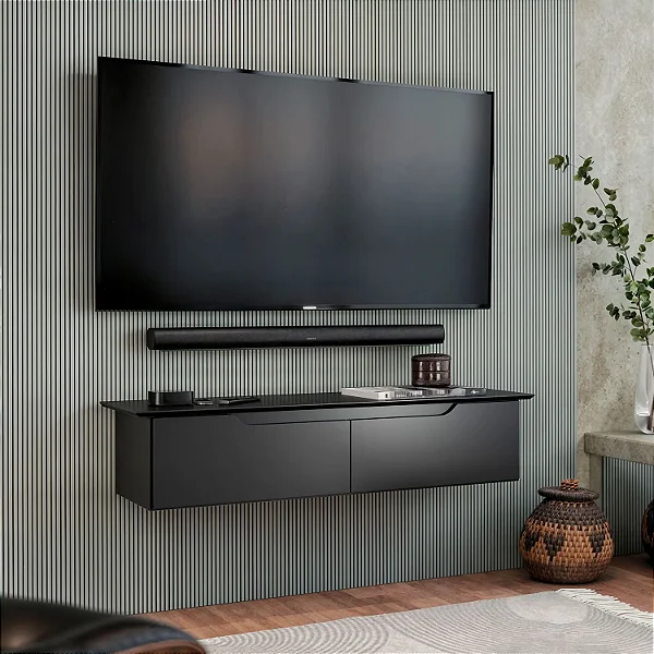 54620 EJ RACK/APARADOR SUSPENSO FLOW PRETO/FREIJÓ