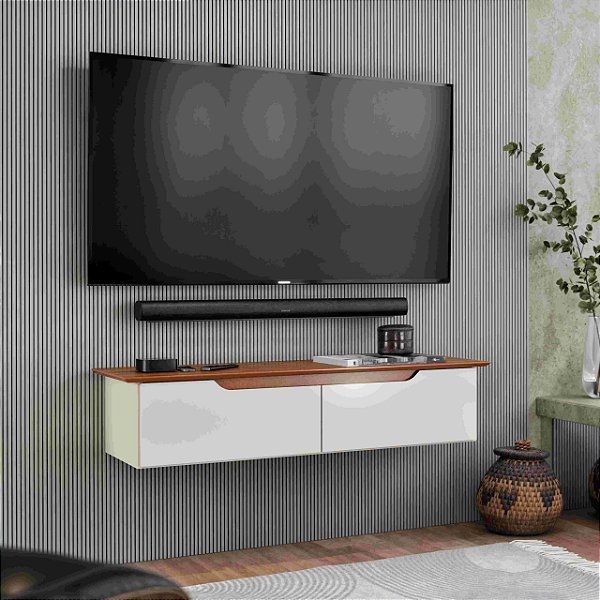 54600 EJ RACK/APARADOR SUSPENSO FLOW BRANCO/FREIJÓ