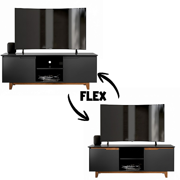 51220 EJ RACK BANCADA FLOW PRETO/FREIJÓ