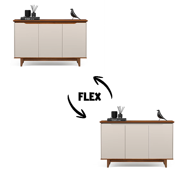 51555 EJ BUFFET 3 PORTAS FLOW OFF WHITE/FREIJO