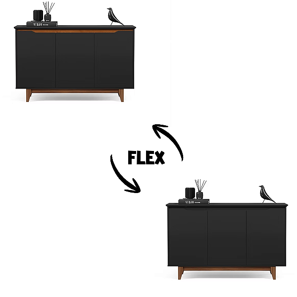 51520 EJ BUFFET 3 PORTAS FLOW PRETO