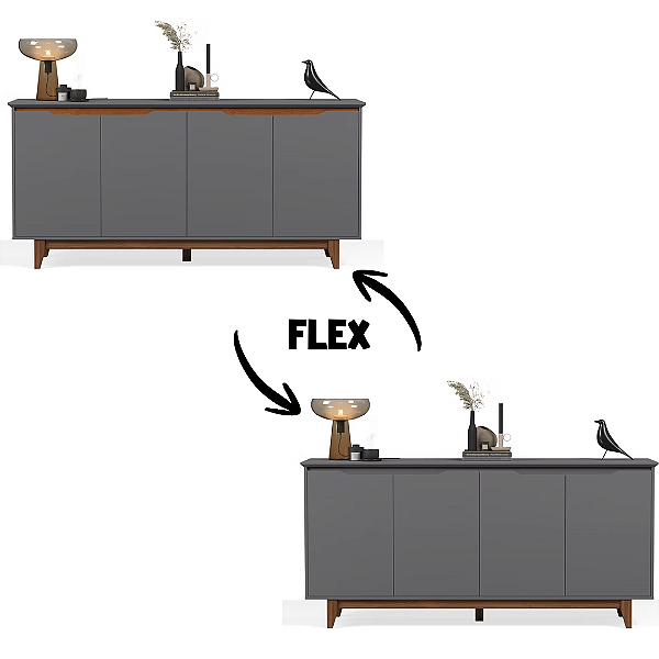 51417 EJ BUFFET 4 PORTAS FLOW CINZA