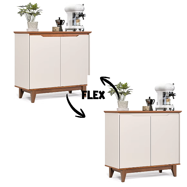 54555 EJ BUFFET 2 PORTAS SEM GAVETA FLOW OFF WHITE/FREIJO