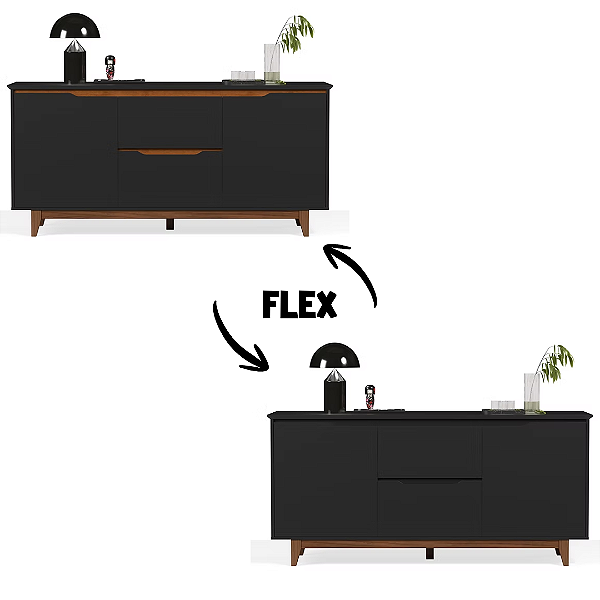 51320 EJ BUFFET 2 PORTAS FLOW PRETO