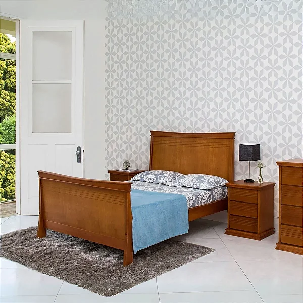 Cama de Casal em Madeira maciça da linha Dubai - Realce REF:4602