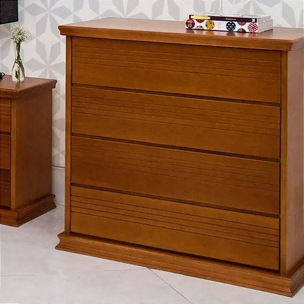Cômoda com 4 Gavetas em Madeira maciça da linha Dubai - Ref: 68 Realce