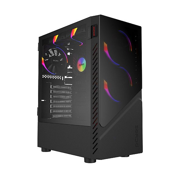 GABINETE GAMER SET BLACK VULCAN - LATERAL EM VIDRO - PCYES - GSBVPBR