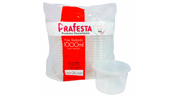Pote Redondo 1000Ml Prafesta C/Tampa 24Un