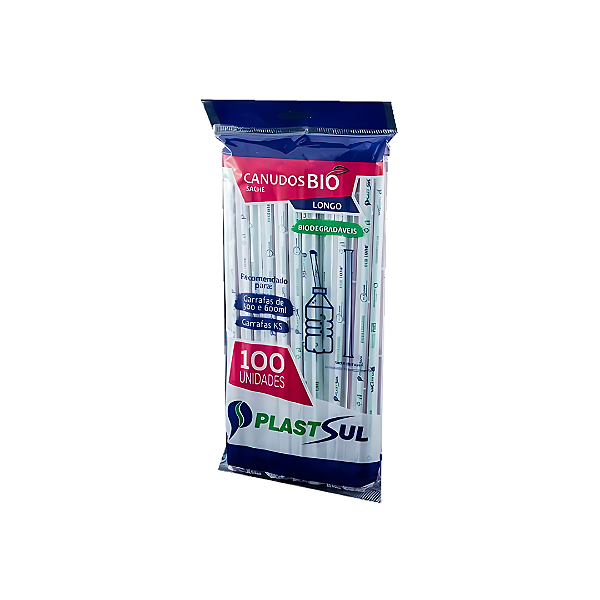 Canudo Biodegradável Plastsul Sache Longo 24x5mm