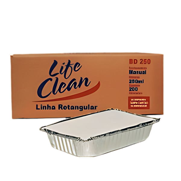 Bandeja Retangular Aluminio Life Clean 250ML C/100