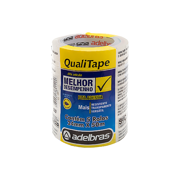 Fita Adesiva Qualitape 24mm x 50m Transparente c/ 05 un.