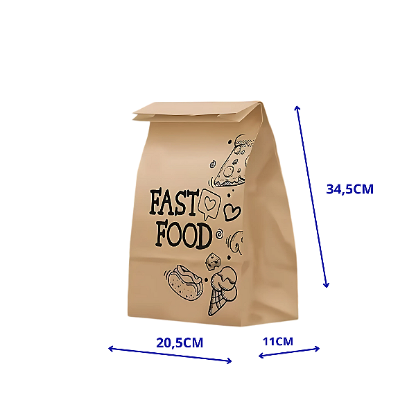 Saco Natural S.OS. M EmbaleBem Fast Food  66x44  Com 250 Unidades