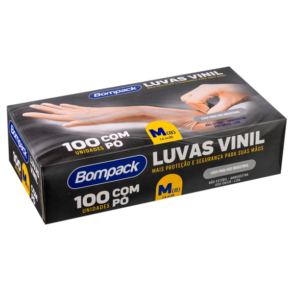 Luvas de Vinil  Bompack Tamanho G Com 100 unidades
