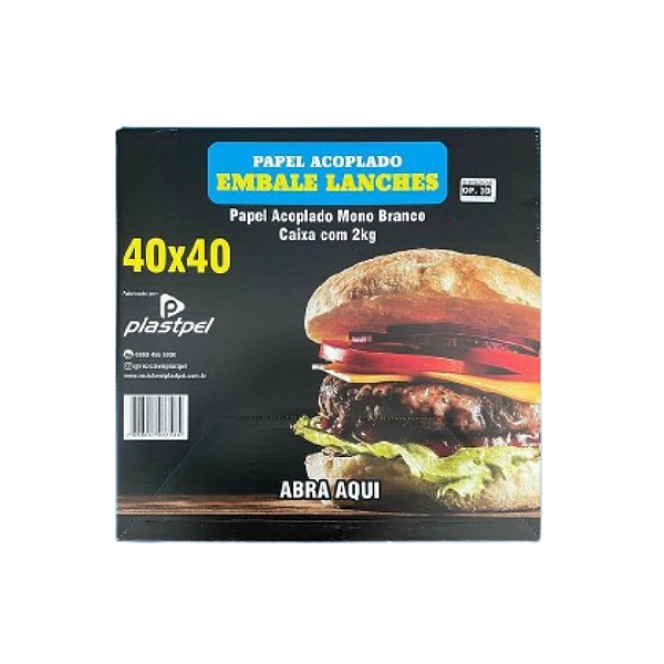 Papel Acoplado para Lanche 40x40 2kg Com plastico