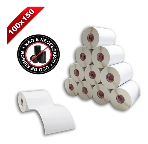 Rolo de Etiqueta Térmica 100x150mm 30Mts C/200 etiquetas