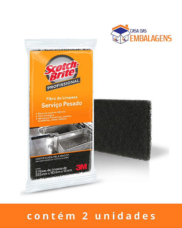 Fibra de Limpeza Pesada Scotch-Brite 3M Kit com 2 unidades