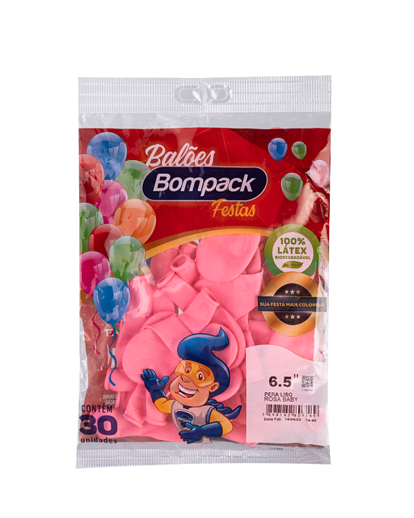 Balão Bompack Rosa Baby Nº 6,5 30 Unidades
