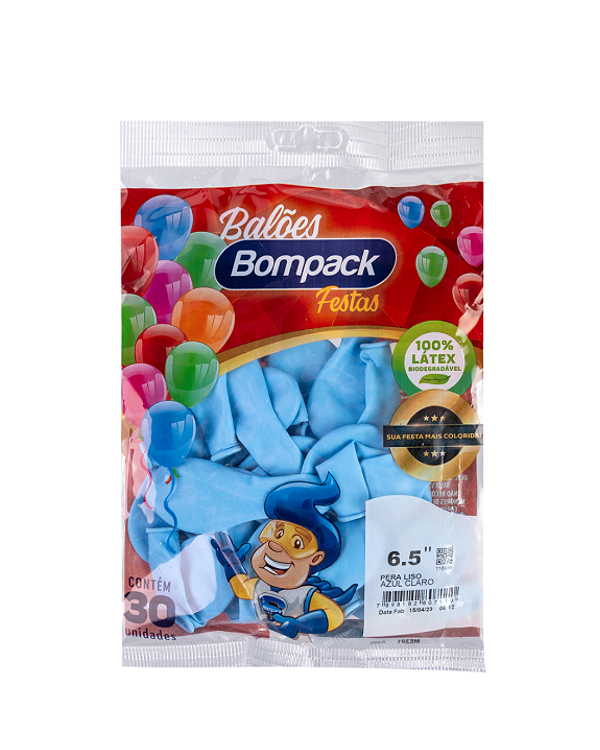 Balão Bompack Azul Claro Nº 6,5 30 Unidades