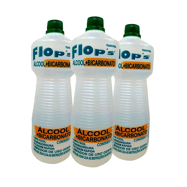 Álcool + Bicarbonato Flop’s 1L Limpeza Profunda e Brilho Impecável