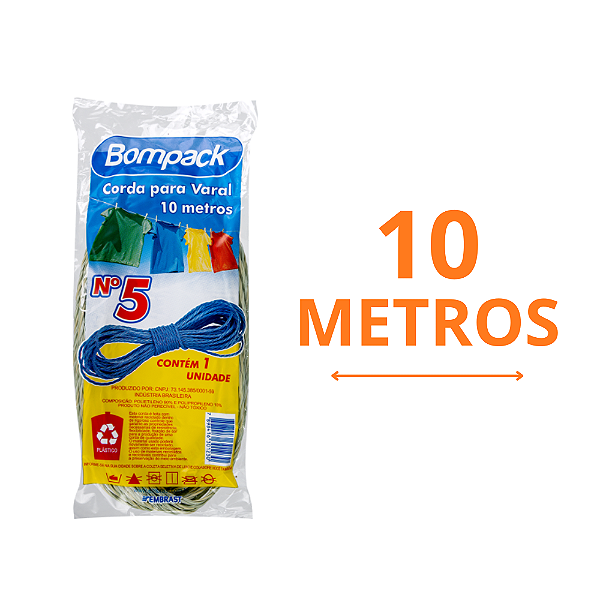 Corda para Varal Nº5 Bompack 10 Metros Resistência e Praticidade