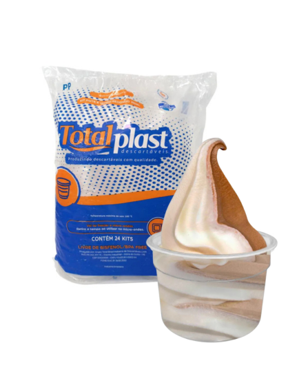 Kit Pote Redondo com Tampa Totalplast 140ml com 24 unidades