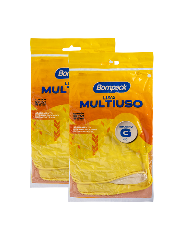 Luva Flocada Bompack Amarela Tamanho G 1un