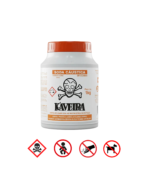 Soda Cáustica e Desentupidor Químico Kaveira Escamas 1kg
