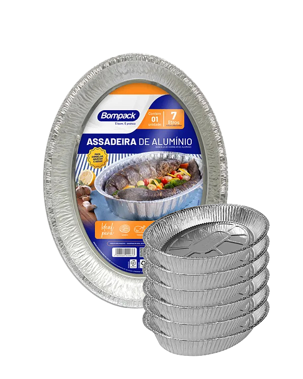 Assadeiras de  Alumínio Bompack 7 Litros Oval Bompack