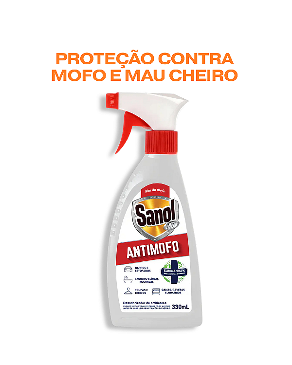 Antimofo Spray Sanol 330ml Proteção Contra Mofo e Mau Cheiro