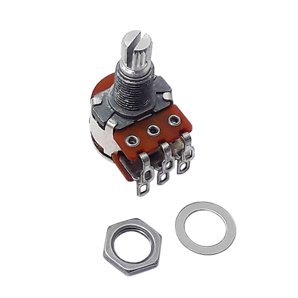 Potenciômetro Duplo Center Click Para Balanço de Captadores Guitarra e Baixo 25k 18/16mm Alpha