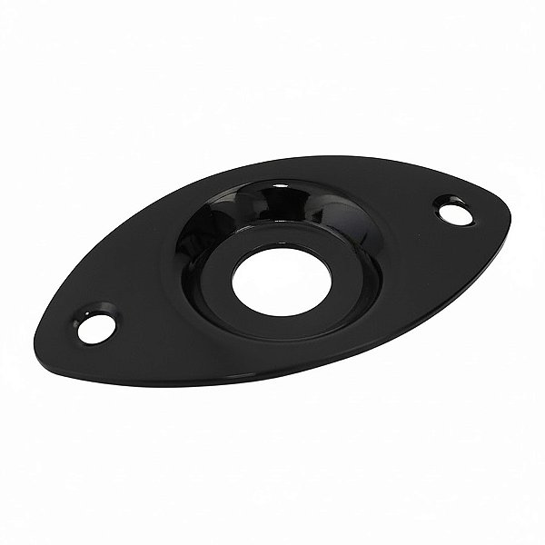 Chapa Para Jack Oval Com Relevo Metal Preta