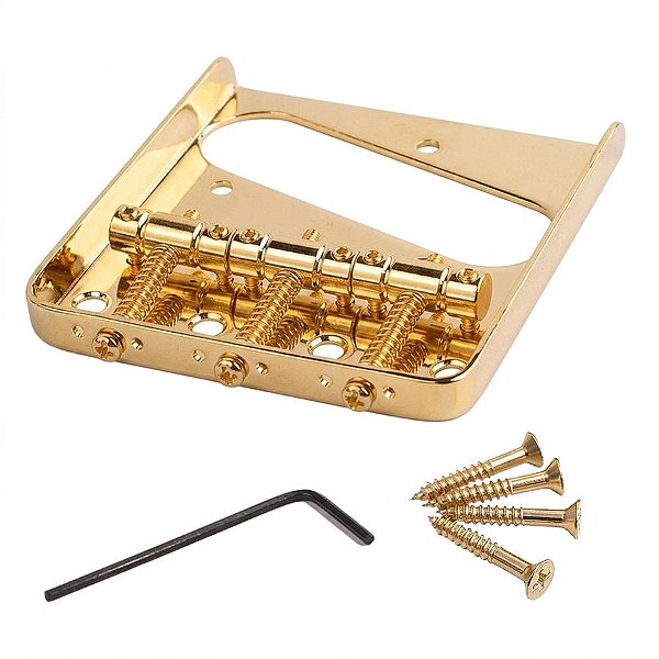 Ponte Para Guitarra Telecaster Dourada Vintage 3 Saddles Elephant