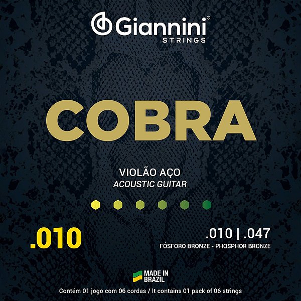 Corda Para Violão Aço .010 Phosphor Bronze Cobra Giannini
