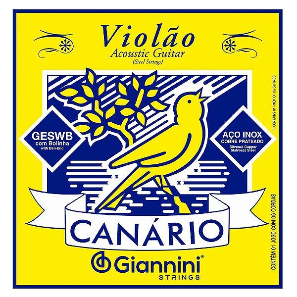 Corda Para Violão Aço .011 Com Bolinha Canário Giannini