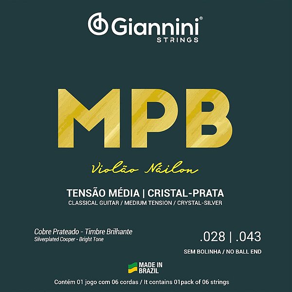 Corda Para Violão Nylon .028 Cristal-Prata Média MPB Giannini