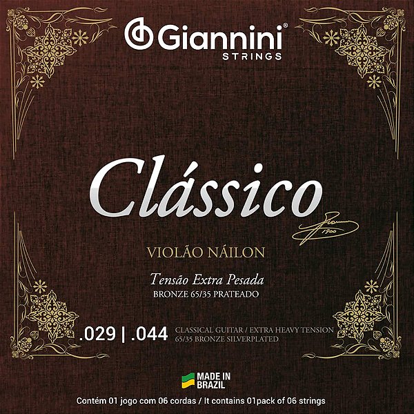 Corda Para Violão Nylon .029 Bronze 65/35 Extra Pesada Clássico Giannini