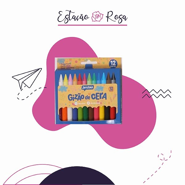 Conjunto de Giz de Cera Grosso (12 Cores)
