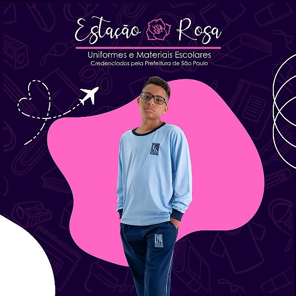 Camiseta Manga Longa Escolar Doce Poly