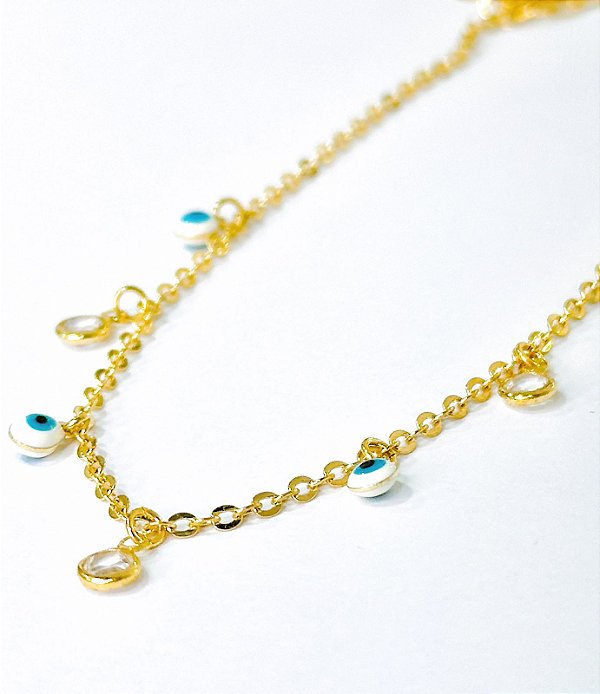 COLAR OLHO GREGO MEDALHA PONTO DE LUZ