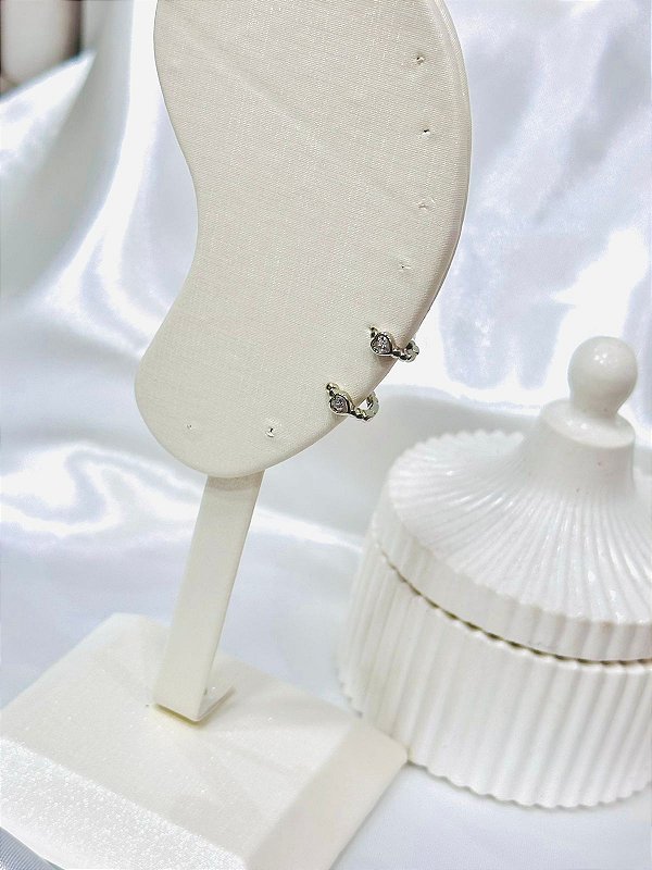 ARGOLA CORAÇÃO PONTO DE LUZ PRATA 925 CRAVEJADO DUPLA