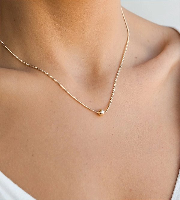 COLAR PINGENTE ESFERA BANHADO A OURO 18K