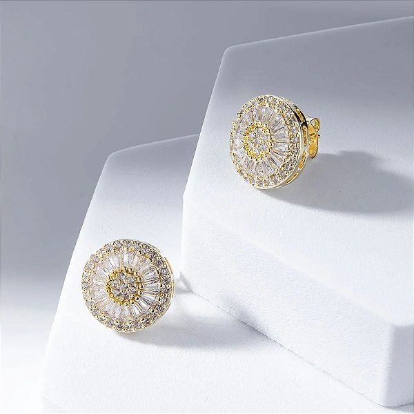 BRINCO PIZZA CRAVEJADO BANHADO A OURO 18K