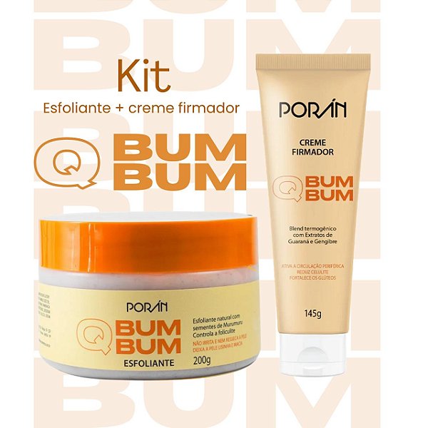 Kit Creme Firmador Q BumBum Esfoliante Corporal Reduz Celulite Flacidez Estrias Bumbum Coxas Corpo